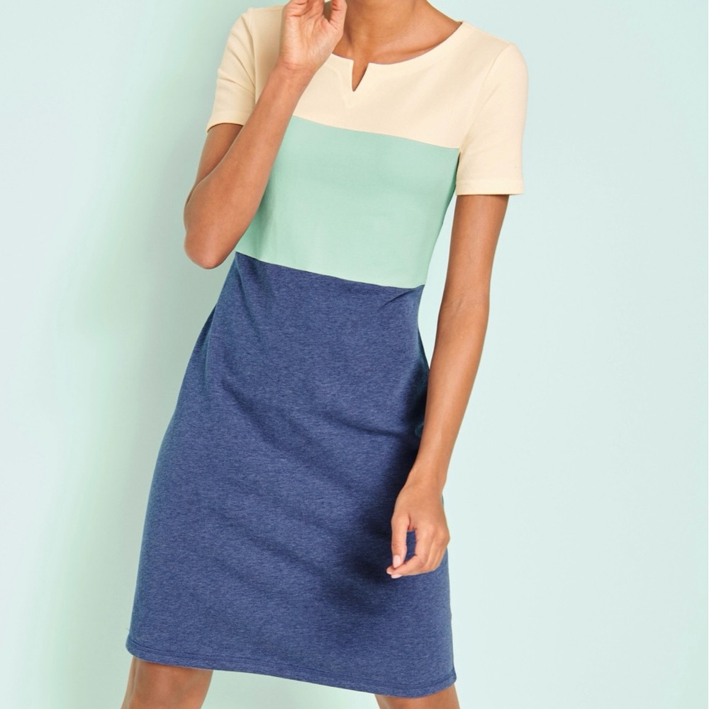 Talbots French Terry Colorblock Short Sleeve Dress
